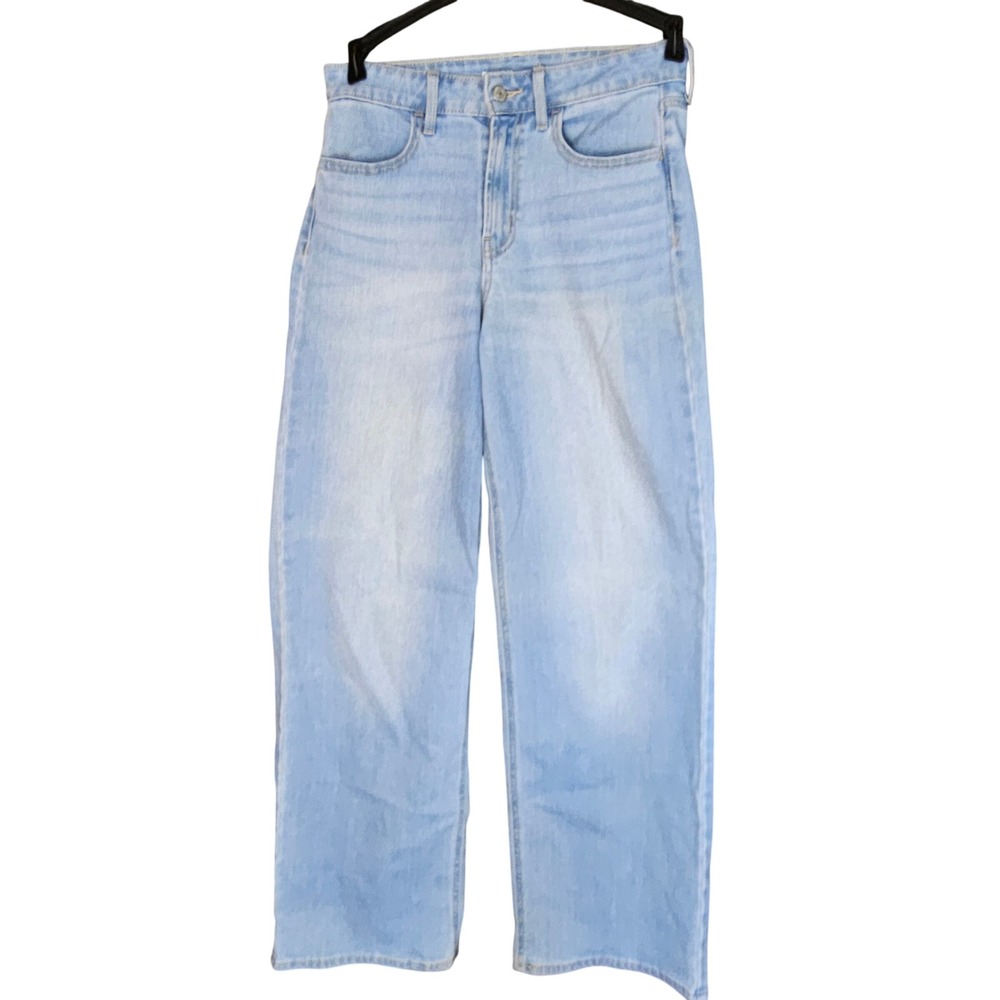 Old Navy Wide Leg Jeans Womens 4 Wow High Rise Light Wash Denim Blue Excellent